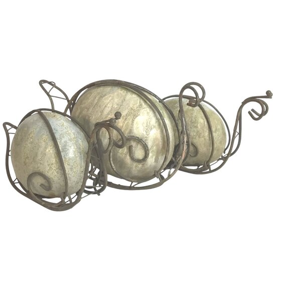VTG Ceramic Snail Scrolled Metal Art Figurine (3) Cottagecore Fairy Garden Decor - Picture 1 of 12